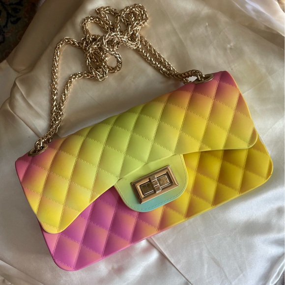 Rubber Neon Gradient Quilted Chain Bag - Picture 2 of 11